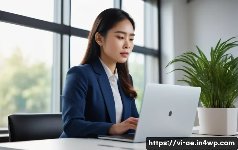 작업 자동화를 통한 생산성 향상 전략 - A young Vietnamese female professional, wearing a stylish business casual outfit, sits at a clean, m...