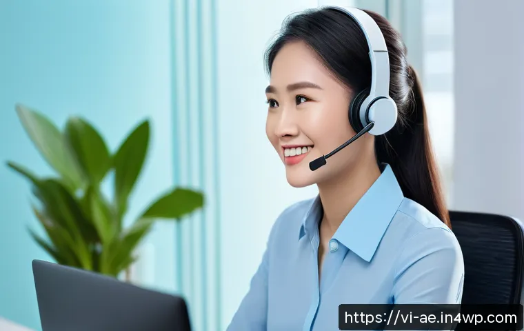 인간의 감정적 필요와 자동화의 조화 - A modern customer service scene in a Vietnamese office setting, featuring a professional woman inter...