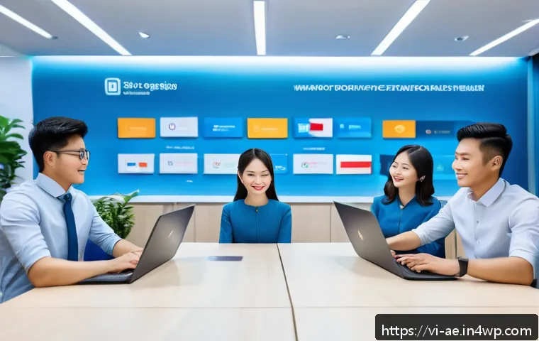 작업 자동화의 동향 및 최신 기술 - A modern Vietnamese customer service center featuring a diverse team of professionals using advanced...